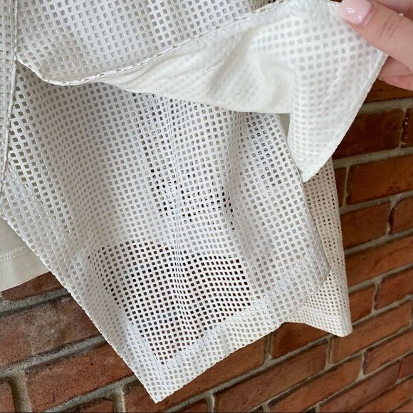 Chico's Layered See-Through Square Print Mesh Blazer White Size 1 - Picture 5 of 12